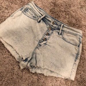 Button up high rise jean shorts